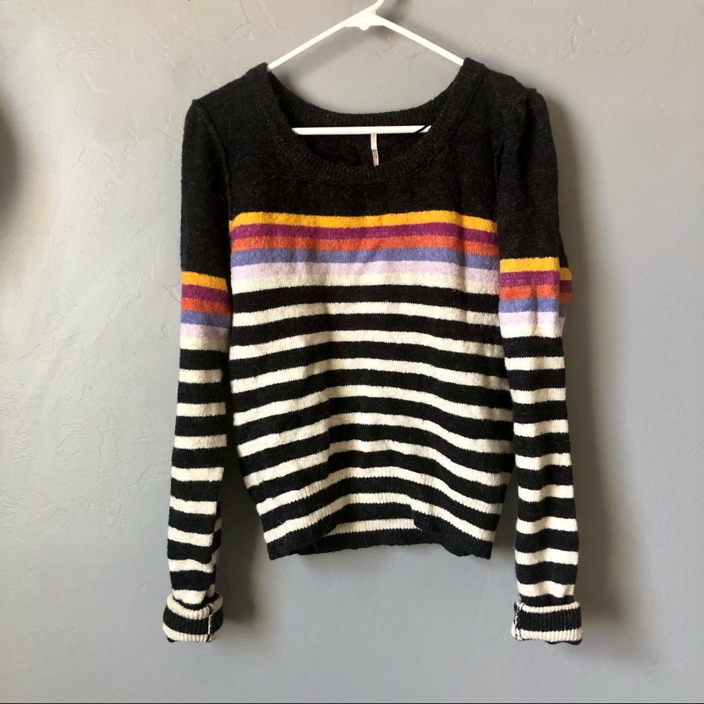 FREE PEOPLE Striped Scoop Neck Sweater